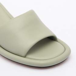 Fendi Green Leather Baguette Heel Slide Sandals Size 37