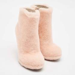 Fendi Pink Shearling Fur Ankle Length Boots Size 38