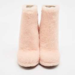 Fendi Pink Shearling Fur Ankle Length Boots Size 38