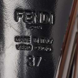 Fendi Grey Leather and Fur Monster Eyes Ankle Strap Sandals Size 37
