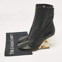 Fendi Black Leather Fendi First Ankle Length Boots Size  37
