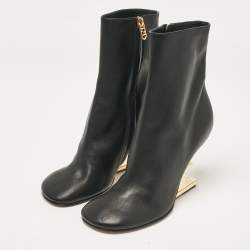 Fendi Black Leather Fendi First Ankle Length Boots Size  37