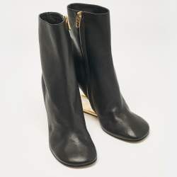 Fendi Black Leather Fendi First Ankle Length Boots Size  37