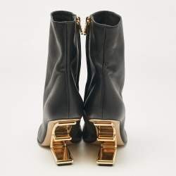 Fendi Black Leather Fendi First Ankle Length Boots Size  37