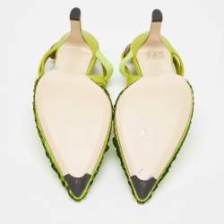 Pre Owned Fendi Green Sequins Embellished Fabric Colibri Lite Pumps Size 37