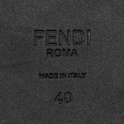 Pre Owned Fendi Black Leather and Stretch Fabric Logo Rockoko Calf Length Boots Size 40