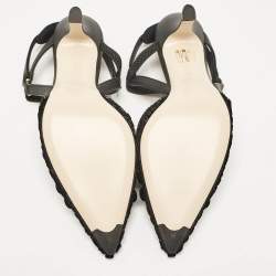مملوكة مسبقًا Fendi Black Leather and Sequins Colibri Slingback Pumps Size 36