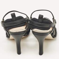 مملوكة مسبقًا Fendi Black Leather and Sequins Colibri Slingback Pumps Size 36