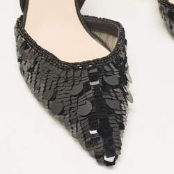 مملوكة مسبقًا Fendi Black Leather and Sequins Colibri Slingback Pumps Size 36