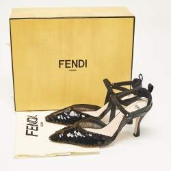 مملوكة مسبقًا Fendi Black Leather and Sequins Colibri Slingback Pumps Size 36