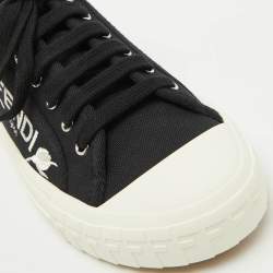 Pre Owned Fendi Black Canvas Domino Lace Up Sneakers Size 40