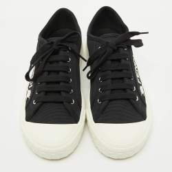 Pre Owned Fendi Black Canvas Domino Lace Up Sneakers Size 40