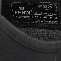 Pre Owned Fendi Black Canvas Domino Lace Up Sneakers Size 40