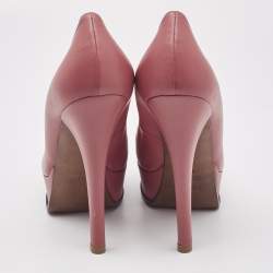 Pre Owned Fendi Dusty Pink Leather Fendista Platform Pumps Size 38.5
