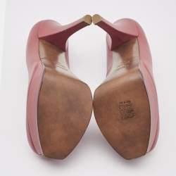 Pre Owned Fendi Dusty Pink Leather Fendista Platform Pumps Size 38.5