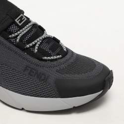 Fendi Grey Knit Fabric Faster Low Top Sneakers Size 36