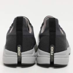 Fendi Grey Knit Fabric Faster Low Top Sneakers Size 36