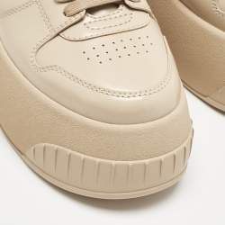 Pre Owned Fendi Beige Leather Fashion Show Platform Sneakers Size 39