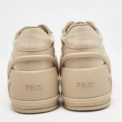 Pre Owned Fendi Beige Leather Fashion Show Platform Sneakers Size 39