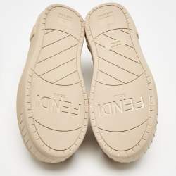 Pre Owned Fendi Beige Leather Fashion Show Platform Sneakers Size 39