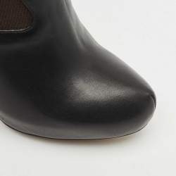 Fendi Black/Brown Leather and Stretch Fabric Platform Ankle Boots Size 40