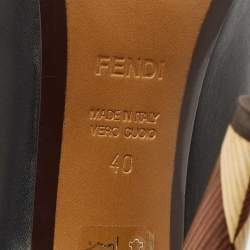Fendi Black/Brown Leather and Stretch Fabric Platform Ankle Boots Size 40