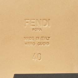 Fendi Beige Leather FF Baguette Heel Slide Sandals Size 40