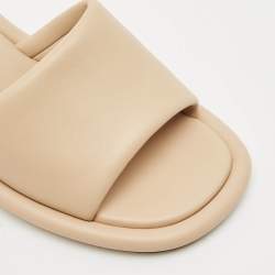 Fendi Beige Leather FF Baguette Heel Slide Sandals Size 40