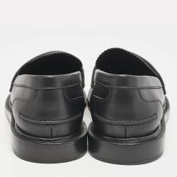 Fendi Black Leather Karligraphy Loafers Size 39.5