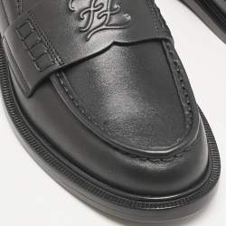 Fendi Black Leather Karligraphy Loafers Size 39.5