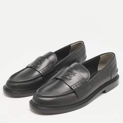 Fendi Black Leather Karligraphy Loafers Size 39.5