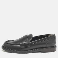 Fendi Black Leather Karligraphy Loafers Size 39.5