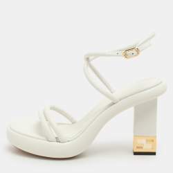 Fendi White Leather Baguette Ankle Strap Sandals Size 40