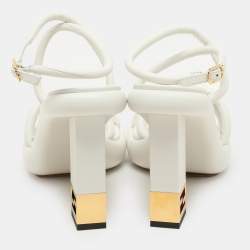 Fendi White Leather Baguette Ankle Strap Sandals Size 40