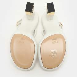 Fendi White Leather Baguette Ankle Strap Sandals Size 40