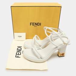 Fendi White Leather Baguette Ankle Strap Sandals Size 40