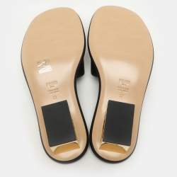 Pre Owned Fendi Black Leather Baguette Slide Sandals Size 37