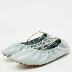 Fendi Light Blue Leather Filo Ballet Flats Size 38