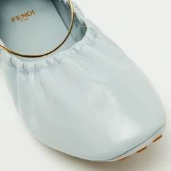 Fendi Light Blue Leather Filo Ballet Flats Size 38