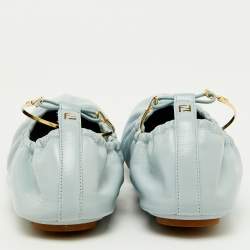 Fendi Light Blue Leather Filo Ballet Flats Size 38
