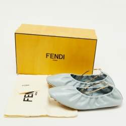 Fendi Light Blue Leather Filo Ballet Flats Size 38