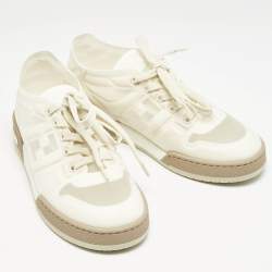 مملوكة مسبقًا Fendi White/Cream Mesh Match Low Top Sneakers Size 39