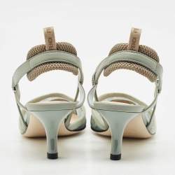 Fendi Green/Grey Zucca Mesh and Fabric Colibri Lite Slingback Pumps Size 36