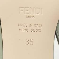 Fendi Green/Grey Zucca Mesh and Fabric Colibri Lite Slingback Pumps Size 36