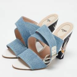 Fendi Blue Denim Ankle Strap Sandals Size 40