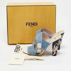 Fendi Blue Denim Ankle Strap Sandals Size 40