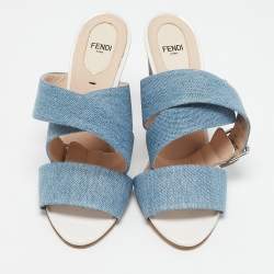 Fendi Blue Denim Ankle Strap Sandals Size 40