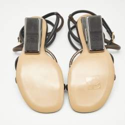Fendi Tricolor Snake Embossed Leather and Leather Fendi First Ankle Strap Sandals Size 35