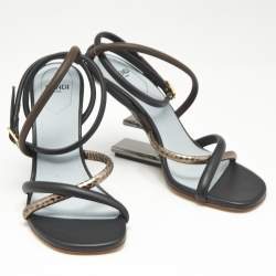 Fendi Tricolor Snake Embossed Leather and Leather Fendi First Ankle Strap Sandals Size 35