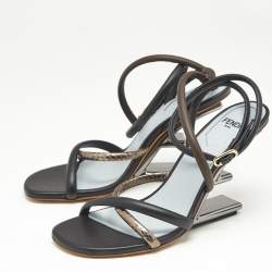 Fendi Tricolor Snake Embossed Leather and Leather Fendi First Ankle Strap Sandals Size 35